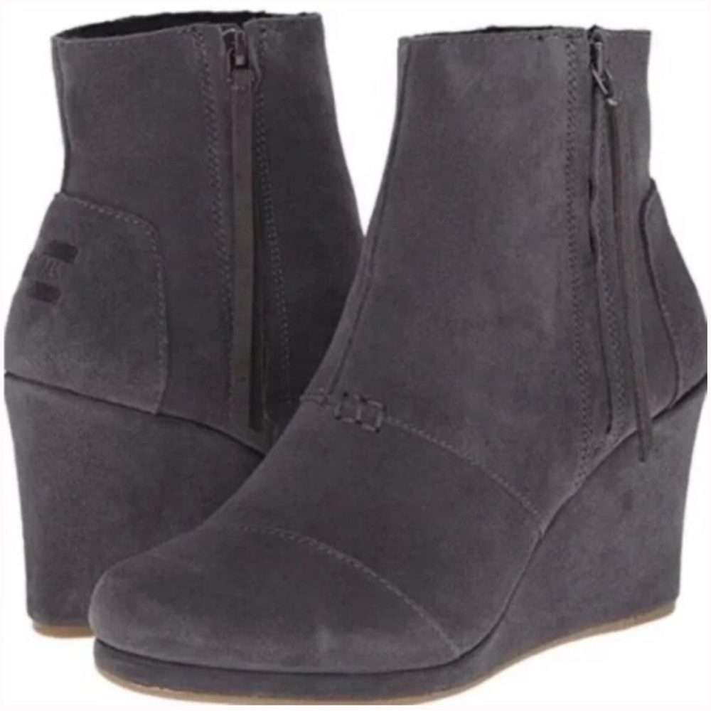Toms Charcoal Wedge Ankle Boots